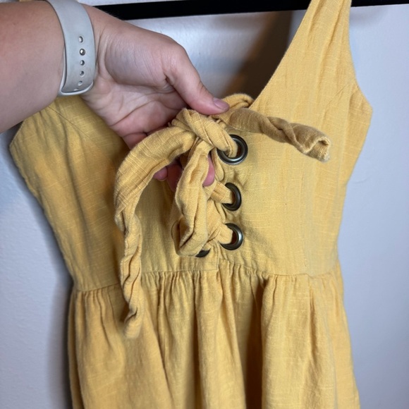 dRA Los Angeles Anthropologie Sunshine Dress Yellow Mini Dress Cotton Linen - Picture 8 of 15